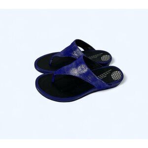 FitFlop BANDA Opul Tan Sparkle Blue Thong Slide Slip On Sandals EU 38 US 7